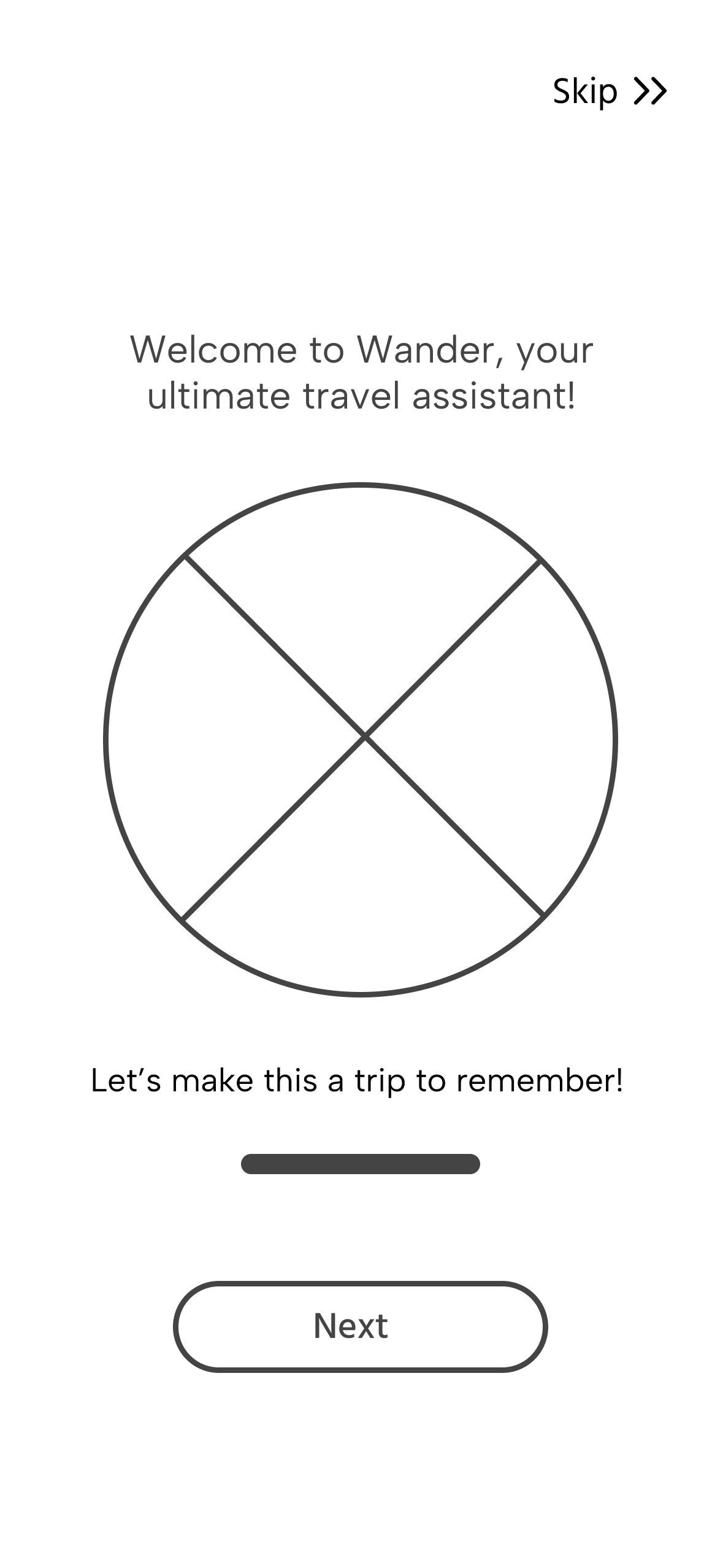 Welcome page wireframe