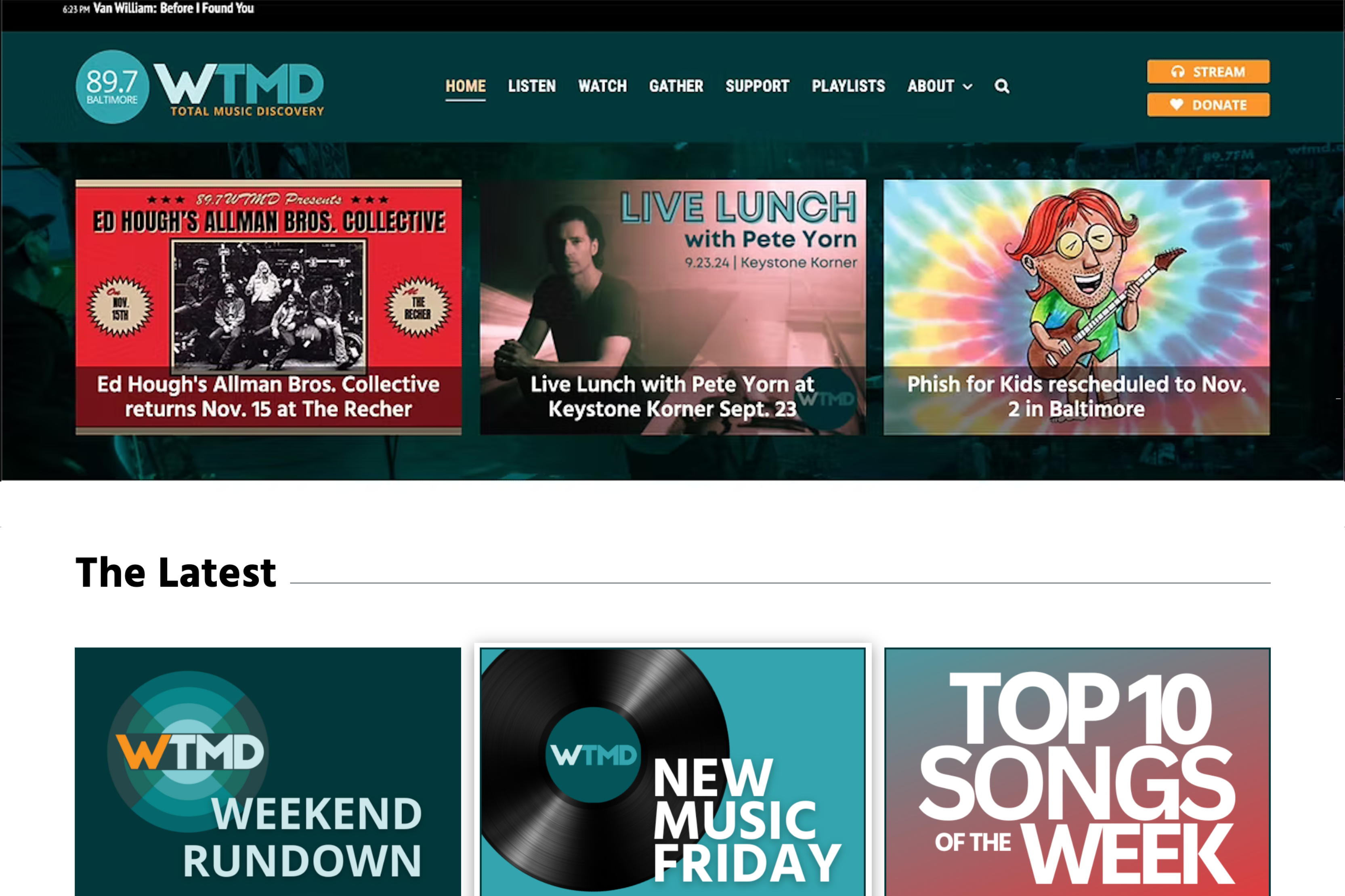 WTMD Original Homepage